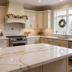 Warehouse Direct SALE Prefab quartz full slab countertop-Nile Amber