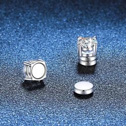 VVS1 Moissanite Magnetic Stud Earrings 925 Sterling Silver GRA Certified