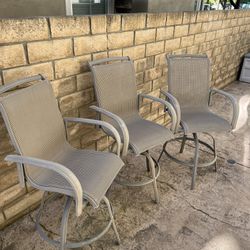 Set of 3 Patio Chairs - Bar Stool Height (27” Seat Height)