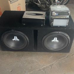 JL Subwoofers With Box Stereo And Amp 