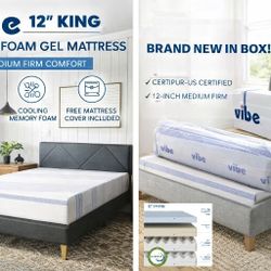 King size mattress 12"  memory foam gel Medium ((cover free))