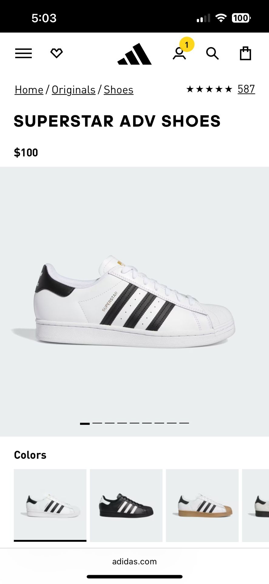 Adidas Superstar White Men Size 9.5