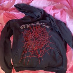 Black Sp5der Rhinestone Hoodie 