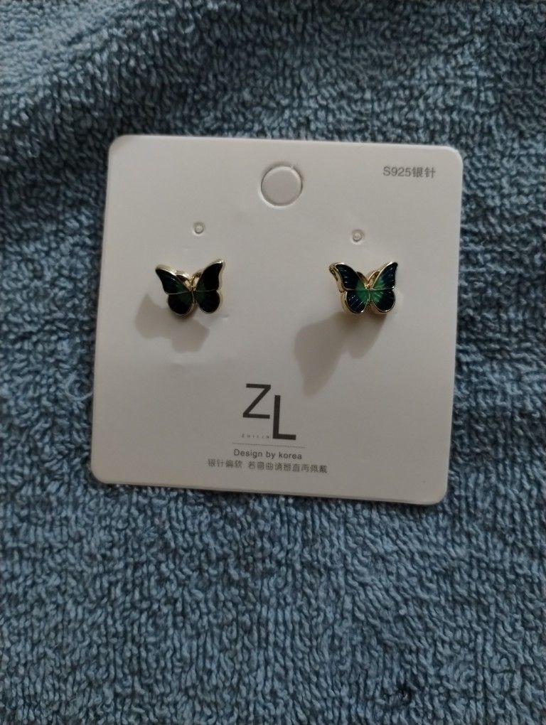 Green Butterfly Earrings