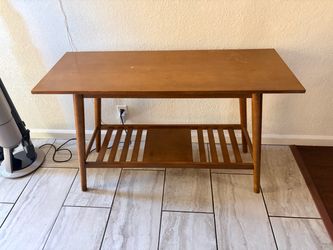 MID-CENTURY MODERN WOOD CONSOLE TABLE WITH SHELF 29.5'' H X 47'' W X 18'' D