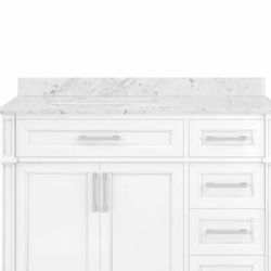 Caville 42 in. W x 22 in. D x 34.50 in. H Bath Vanity in White with Carrara Marble Top  (14) 