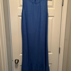 Blue Sleeveless Linen Dress