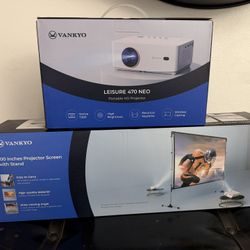 Vankyo Projector + 100” Screen w/ Stand – Like New