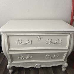 Vintage White Nightstand/ Dresser