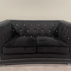 Black Velvet Rhinestone Sofa