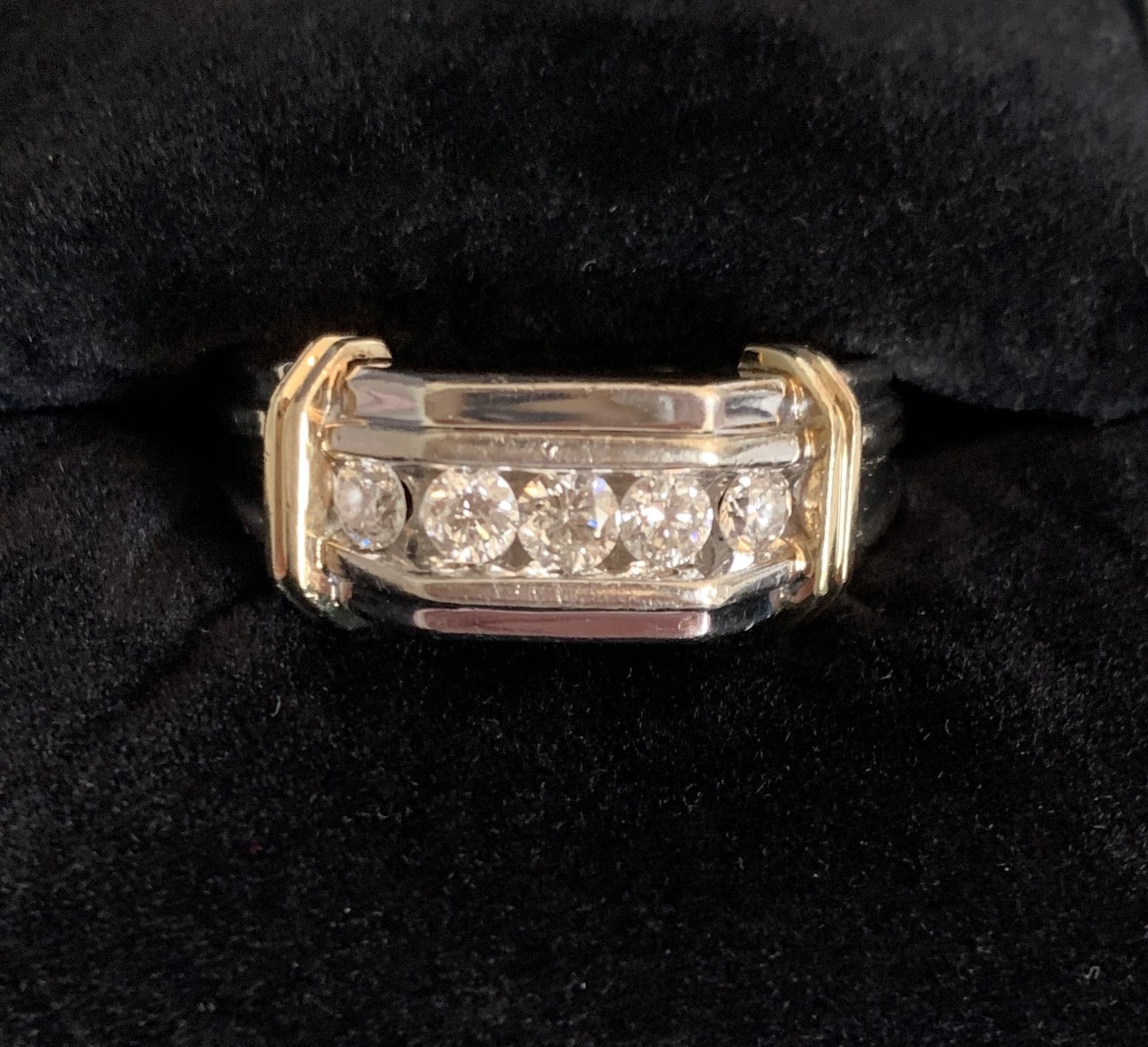Mens .5ct Two Tone Solid Gold Diamond Band Ring