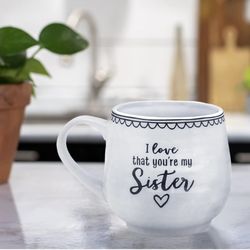 Lighthouse Christian Products You're My Sister Doodles Classic White 16 ounces Glossy Ceramic Coffee Mug