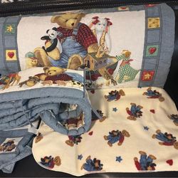 Vintage Denim Bear Complete Crib Set