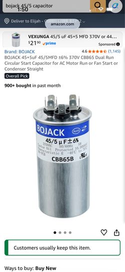 Ac capacitor 45/5 bojack, brand new in box