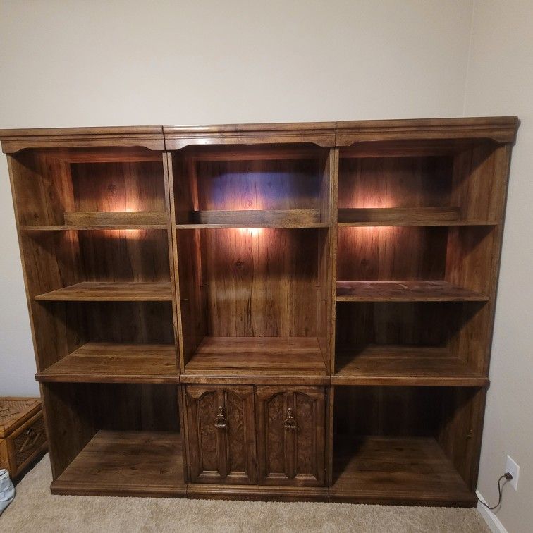 Three Piece Solid Wood Living Room Shelves 