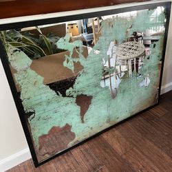 World Map Mirror Art Decor
