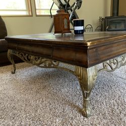 Vintage Leather Top End And Coffee Table Set 