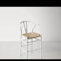 Etta Solid Wood Bar & Counter Stool – White Frame with Natural Woven Seat