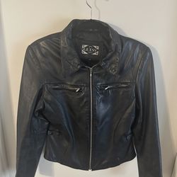 GUESS Leather Black Biker Jacket 