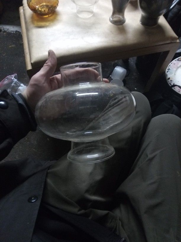 Nautical Glass Oil Lamp Shade Hurricane Chimney 7" h, base 2.75", 8" total diameter