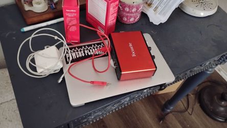 Studio Equipment. Mic, Macbook pro with Fl producers edition,  and interface