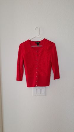 White house/ Black Market red silver button sweater. Size XS.