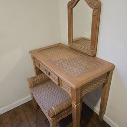 Unique Desk, Vanity Or Make-up Table, drawer, Mirror  & Matching Bench Seat. 