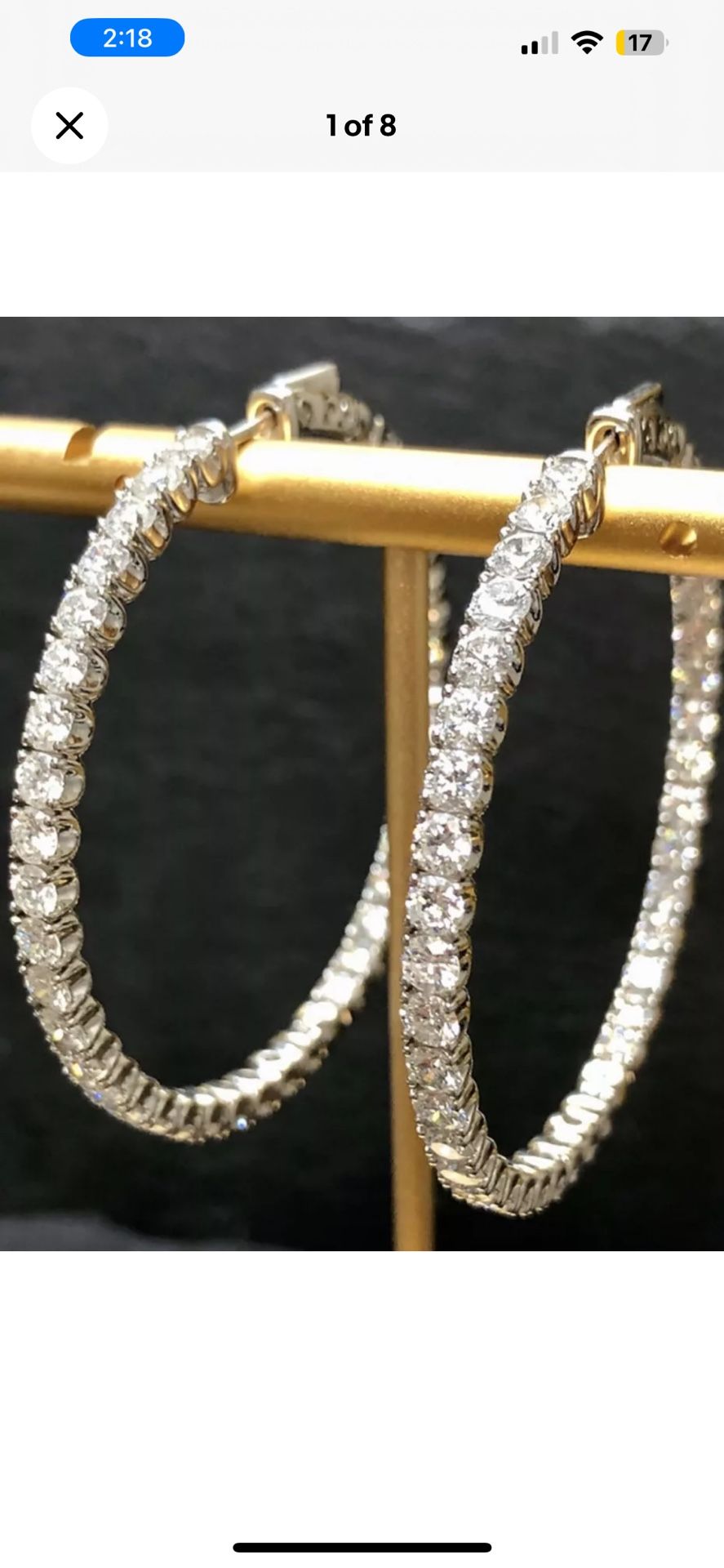14KW 8 CTW In/Out Hoop Natural Diamond Earrings