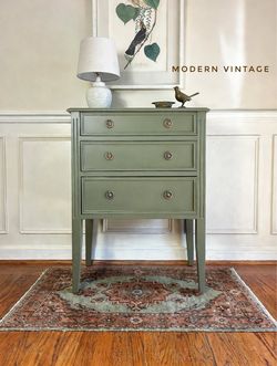 Tall olive green nightstand