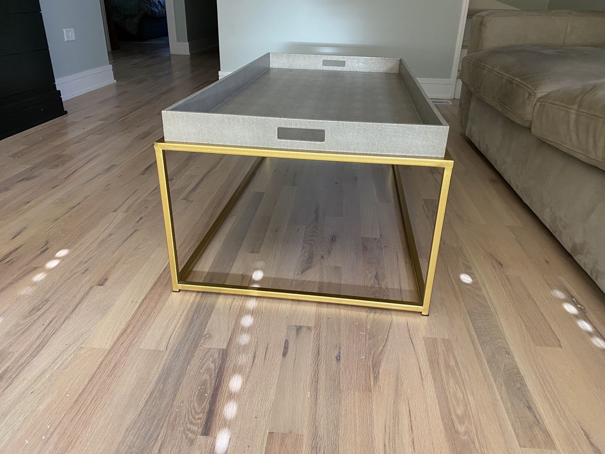 Tray Top Coffee Table - Gold Base