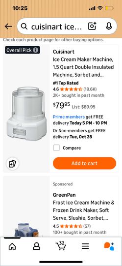 Cuisinart ice cream maker.  Ask 45