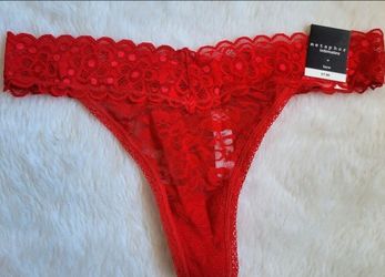 New Metaphor Red floral lace thong panty size Medium