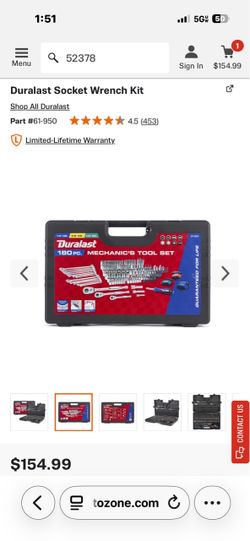 Duralast 180-Piece Mechanic's Tool Set