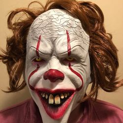 Scary Clown Pennywise Full Mask Stephen King's IT Halloween Cosplay Costume