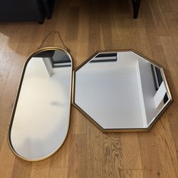 Satin Brass Mirrors Oval And Octagon Shaped