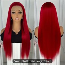 Long Red Synthetic Lace Front Wig