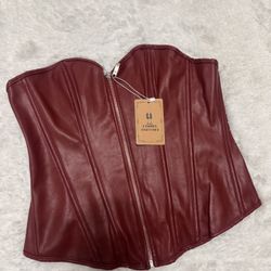 New 2xl red faux leather corset top gothic renaissance costume cosplay Pirate
