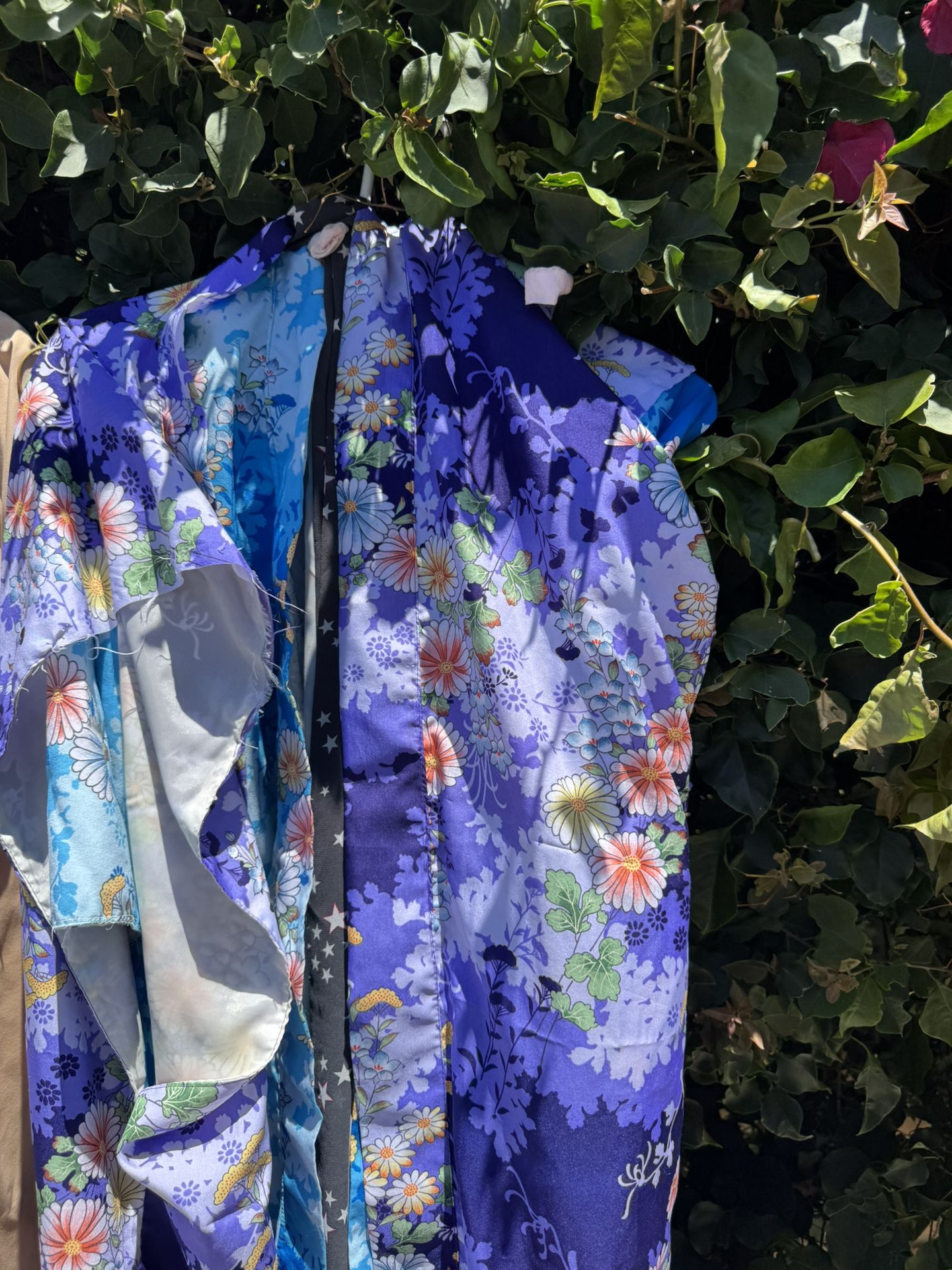 Vintage Kimono Robe X2 Purple Blue