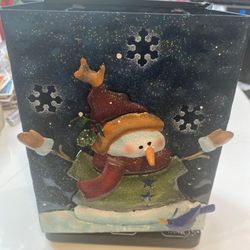 Christmas Snow man candle holder