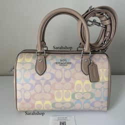 Coach Rowan Satchel In Rainbow Signature Canvas