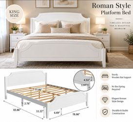 King Size Roman Style Platform Bed Frame White