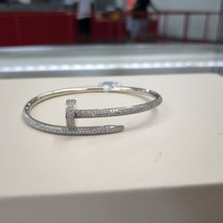 10k Solid White Gold Diamond Bagel Bracelet 25.8 Grams Layaway Available 10% Down If You Are Interested Please Ask For Maribel Thank You 