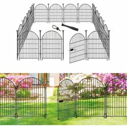 Garden Fencing 36 inch High, 22 Panels Dog Fence Outdoor for Yard, Rustproof Metal Wire Tall Garden Fences with Gate for Patio, Temporary Ground Stake