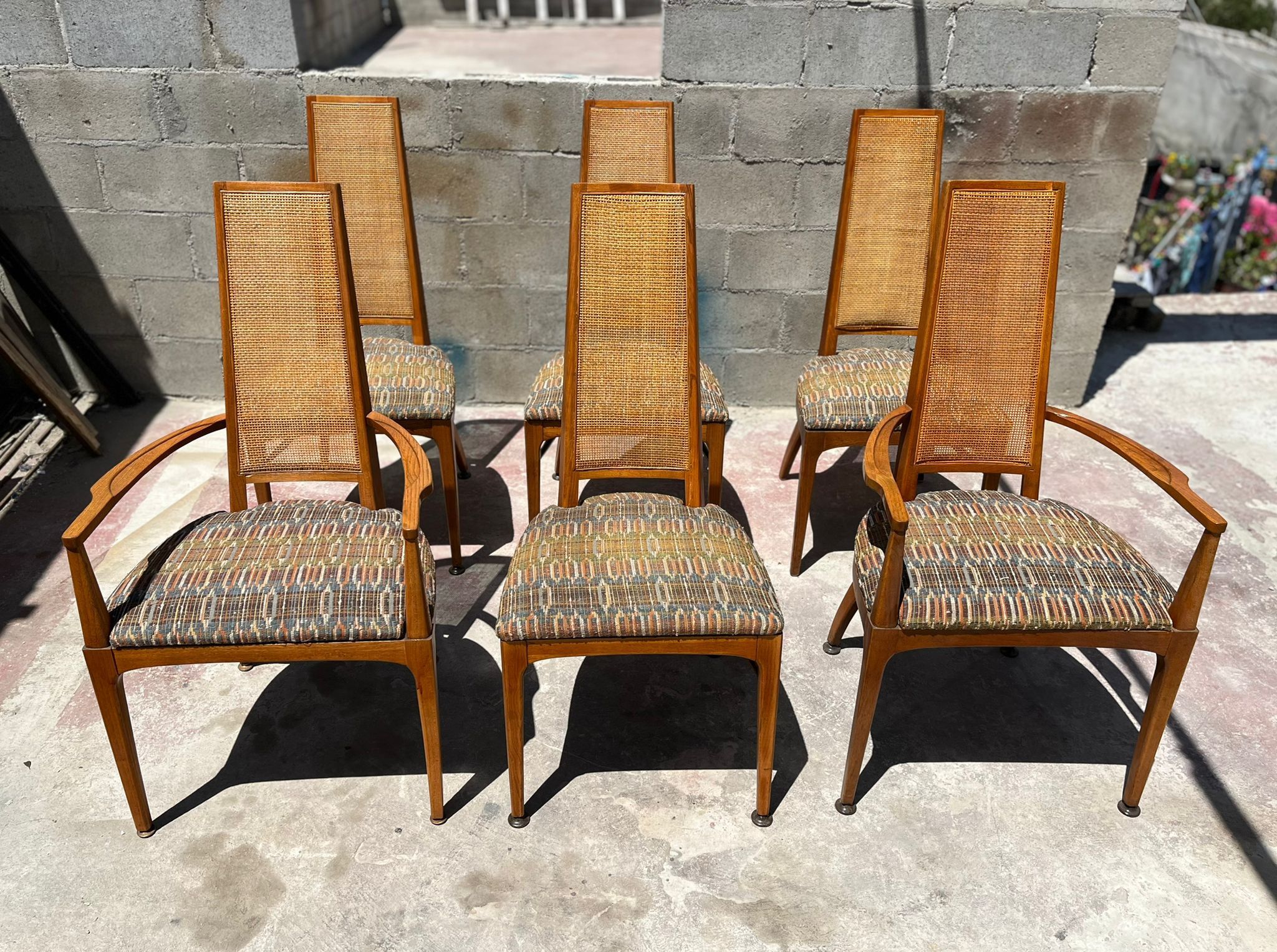 Lane Rythym Cane Back Dining Chairs Mid Century