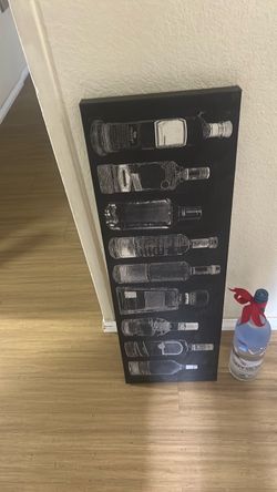 Black and White Liquor Bottles Canvas Wall Art