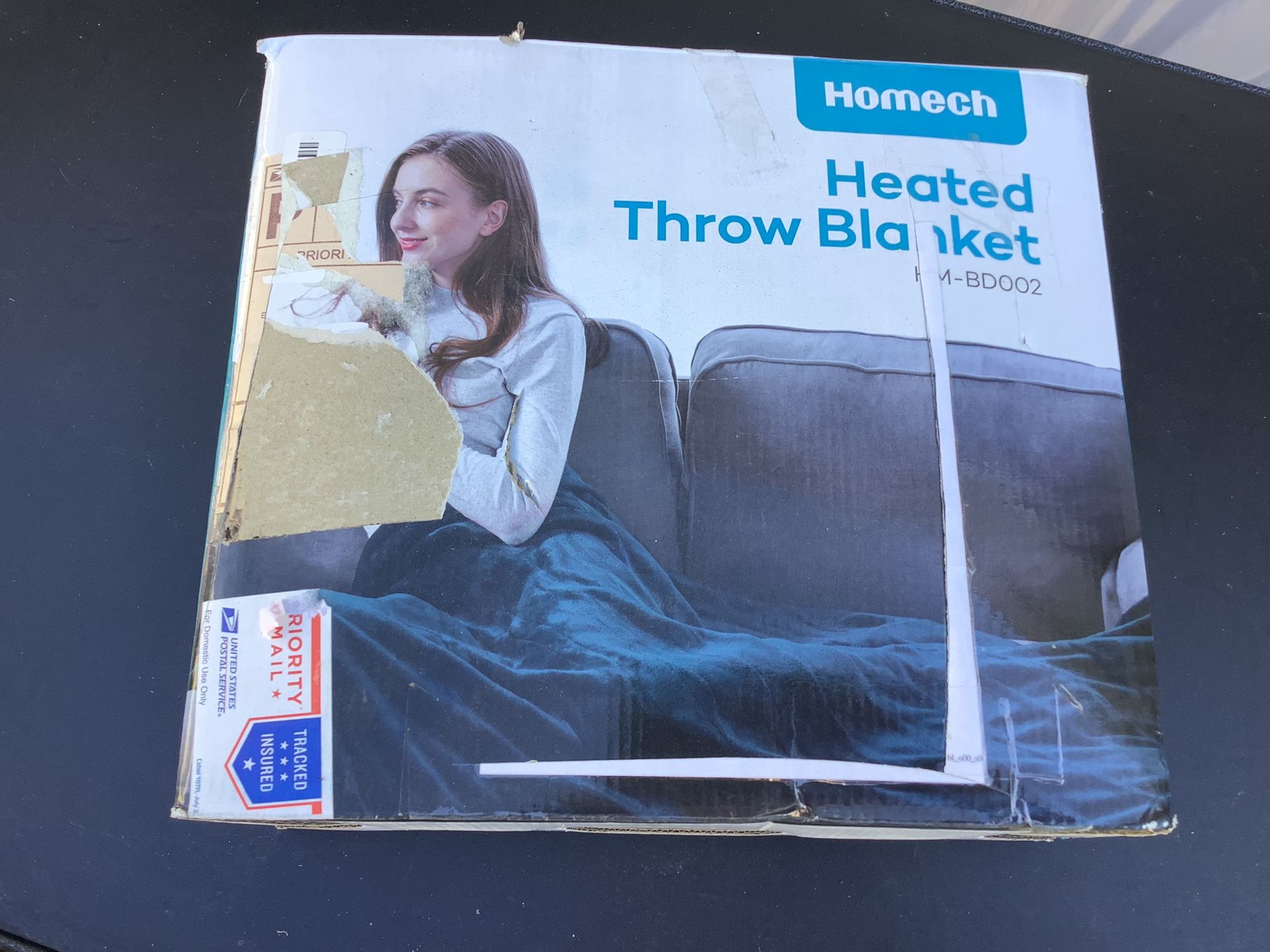 Homech Heated Throw Blanket HM-BD002, 50" x 60", 10 Levels, Auto Off Open Box New