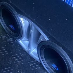 2 12inch Alpine Subwoofer Speakers Mounted In Box