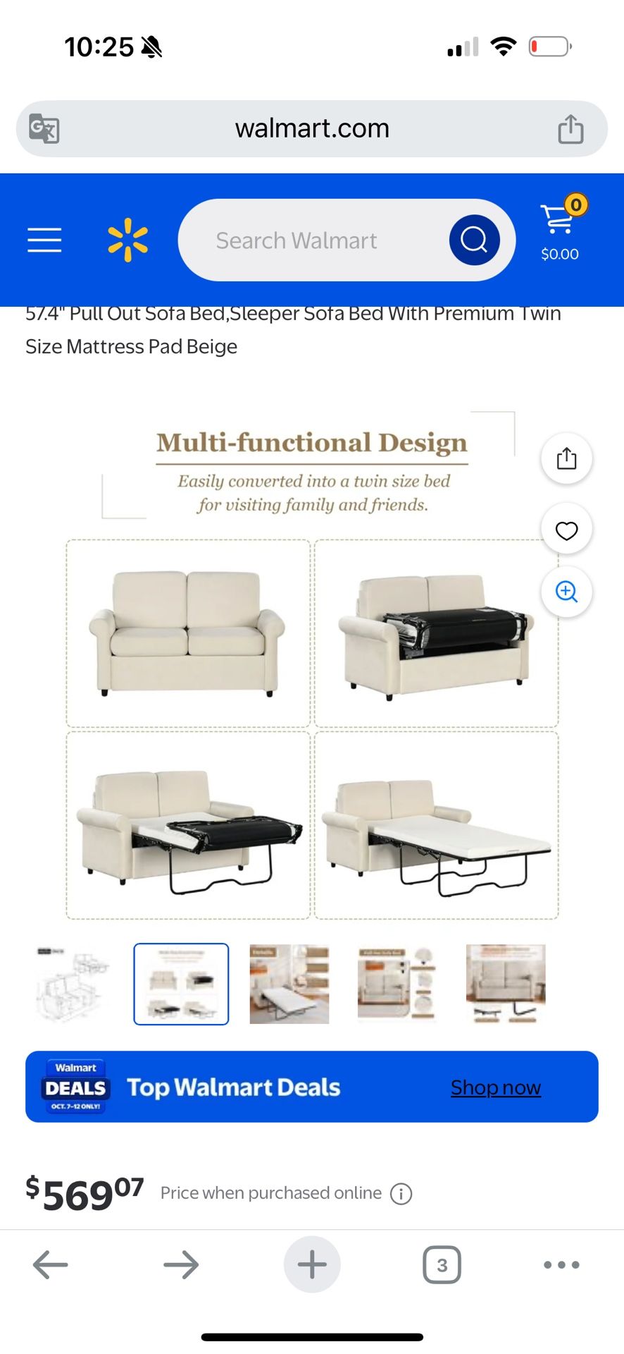 57.4" Pull Out Sofa Bed,Sleeper Sofa Bed With Premium Twin Size Mattress Pad Beige