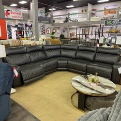 Gray 5pc Power Reclining Corner Sectional
