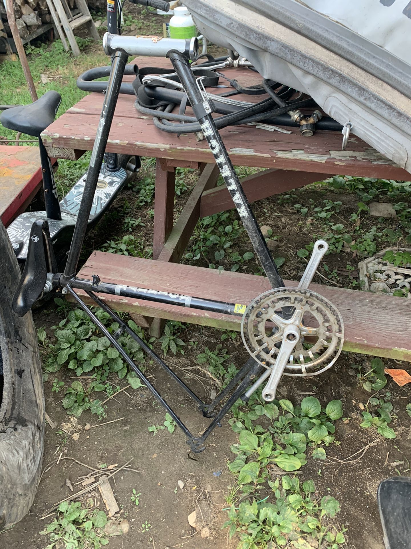 Old Raleigh bike frame with forks